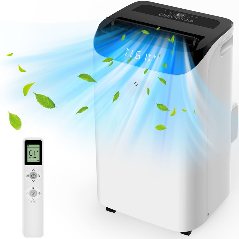 14000 btu portable air conditioners with remote control, 3-in-1 free standing cooling ac unit with fan & dehumidifier, cools room up to 700 sq.ft, smart/sleep mode,3 speed,auto swing,24h timer