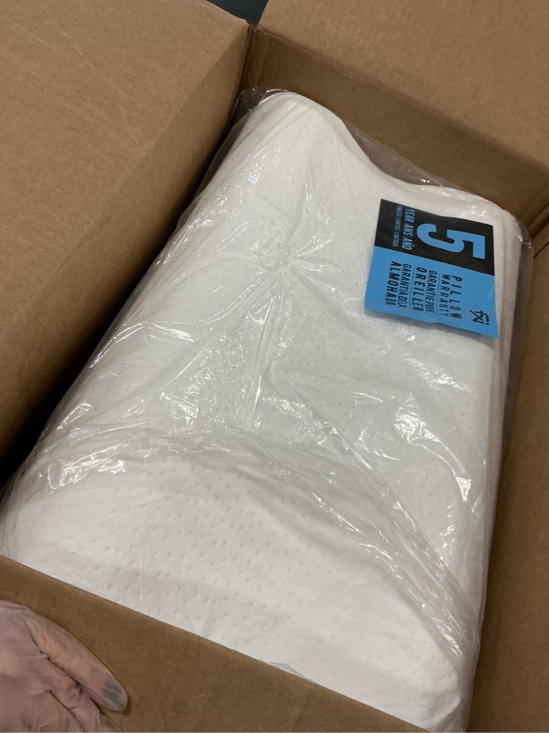 Condition photo showing Good Condition for Sleep Innovations Memory Foam Contour Pillow, Queen Size, Head, Neck, and Shoulder Alignment, Side and Back Sleepers, Medium Support Queen Contour Pillow