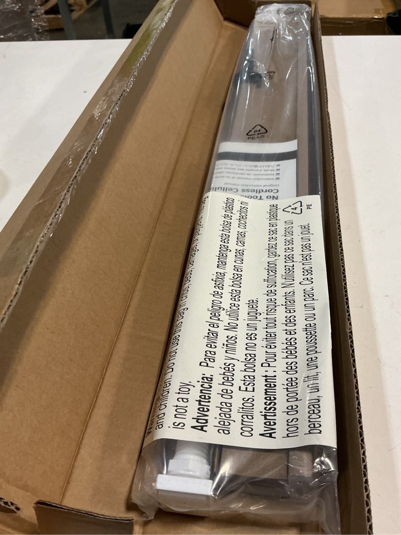 Condition photo showing New/Like New for LazBlinds Cordless Cellular Shades, No Tools No Drill Blackout Honeycomb Shades Pleated Blinds for Windows, 27'' W x 48'' H, Taupe Blackout-taupe 27'' W x 48'' H