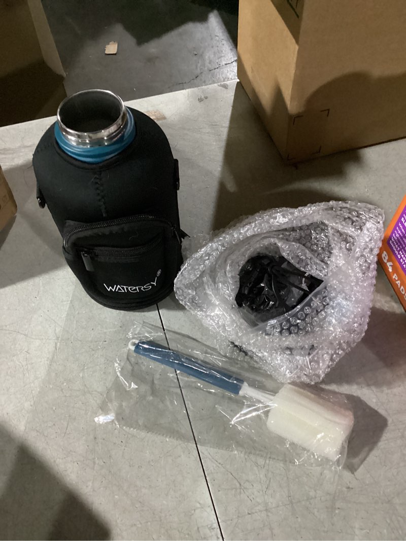 Condition photo showing Good Condition for 64oz Insulated Water Bottle (Cold for 48 Hrs),BPA Free&Leak Proof,Half Gallon Stainless Steel Water Flask,Water Jug with Straw Spout Lids for Gym,Hiking,Camping,Black Blue Black Blue 64 Ounces