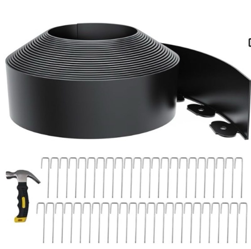 4 Inch Tall 33FT Landscape Edging with 45Pcs Metal Spikes, Plastic Garden Edging Border Landscape Ed