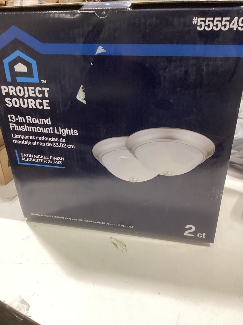 Condition photo showing Good Condition for Project Source 13-in W Satin Nickel Ceiling Flush Mount Lights 2-Pack