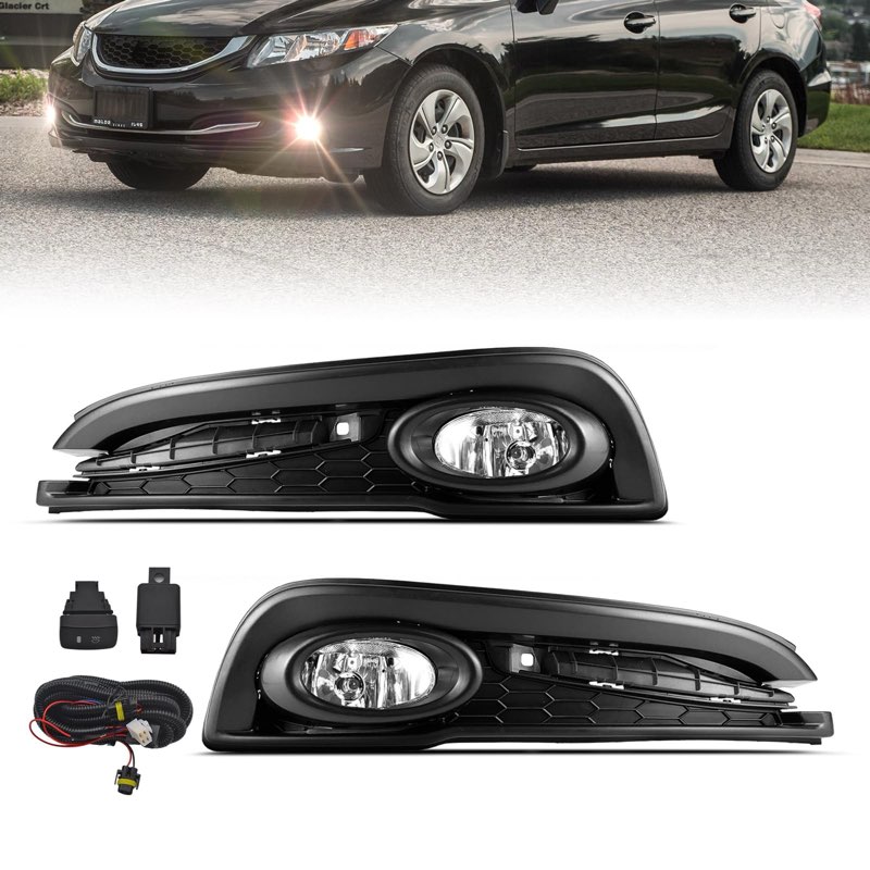 Shocklight Fog Lights Compatible with 2013 2014 2015 Civic, Front Bumper Driving Fog Lamps with Swit