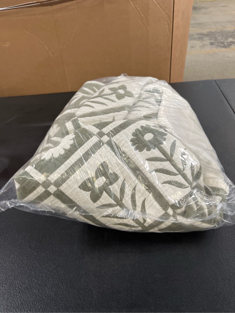 Condition photo showing Good Condition for organic cotton jacquard floral sham set, king, dried sage