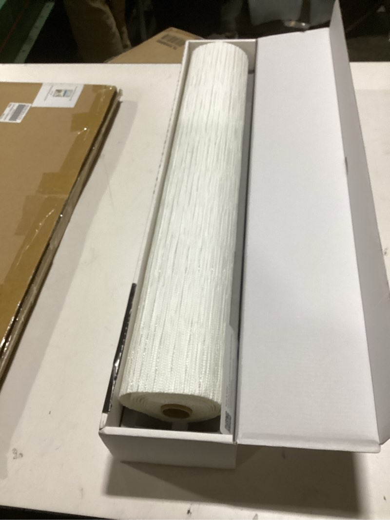 Condition photo showing As Is for GoDear Design White Textured Wall Paper, Faux Grasscloth Wallpaper, Wall Covering, Contact Paper, 23" W x 96" L, Non-Pasted, Shells Shells 23" x 96"
