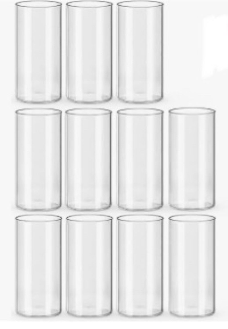 upbud 12pcs glass cylinder vases for centerpieces | 8 inch clear flower vase for wedding decorations