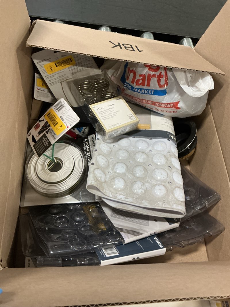 Condition photo showing As Is for assorted home improvement lot (small tools, screw, home accessories, etc.)