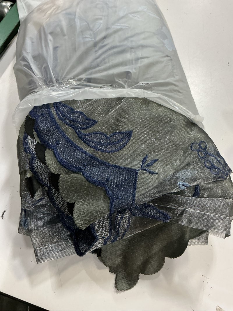 Condition photo showing Good Condition for amidoudou 1 pair european double layer curtains for living room bedroom luxury flower embroidered curtains with valance (grey,52x96 inch) grey 52"w x 96"l (pack of 2)
