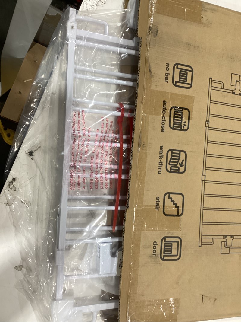 Condition photo showing Good Condition for cumbor 29.7-46" baby gate for stairs, toddler safety essentials for the house, auto close dog gate for doorways, mom's choice awards winner-easy install pressure mounted pet gates for dogs, white white 29.7"-46"w x 30.5"h
