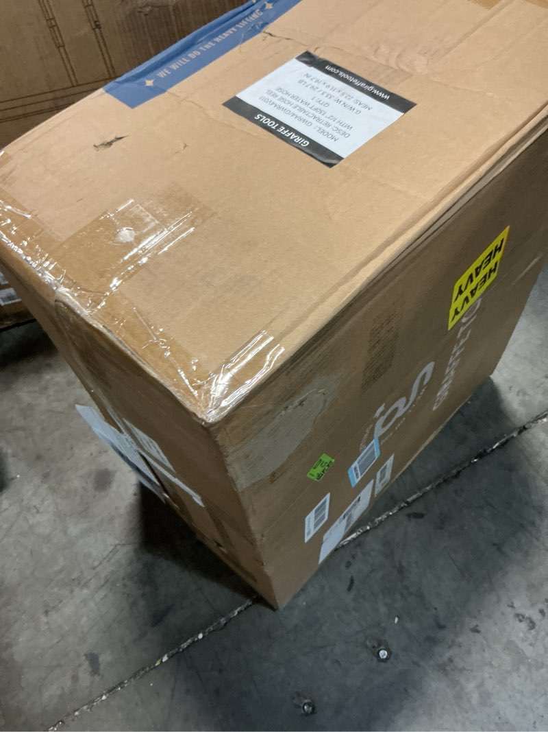 Condition photo showing New/Like New for giraffe tools retractable garden hose reel 1/2 inch x 130 ft, super heavy duty, any length lock, slow return system, wall mounted and 180 deg swivel bracket 1/ 2"130 ft