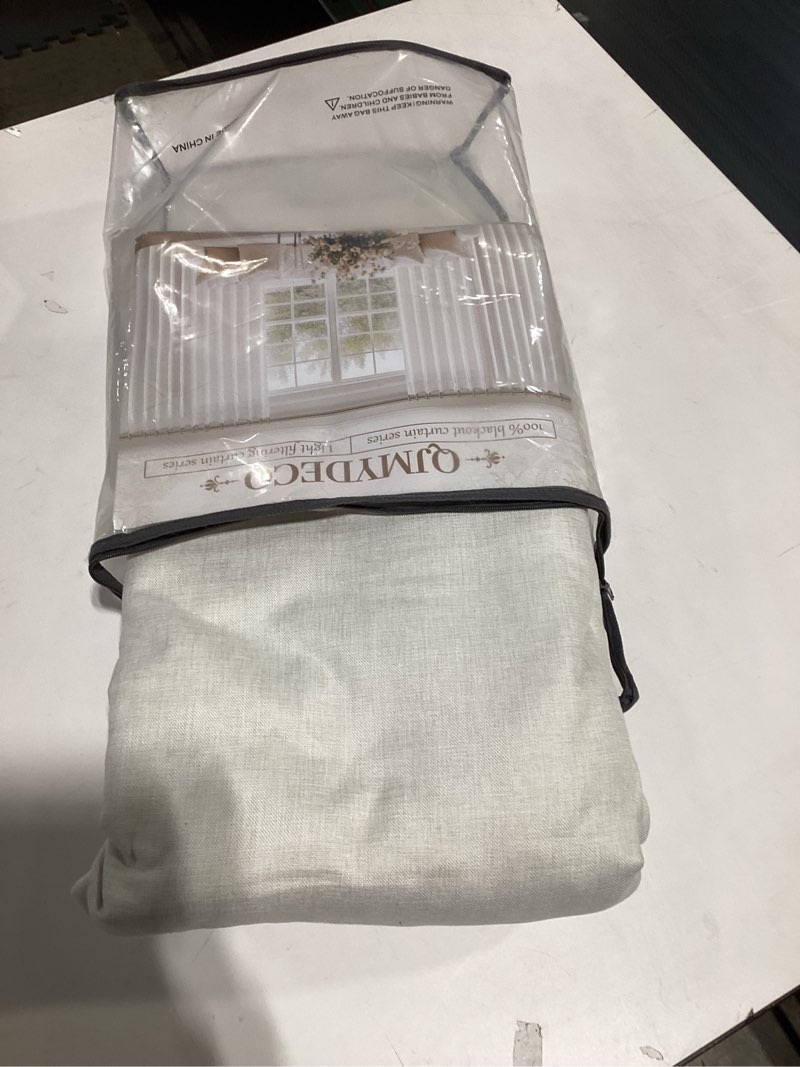 Condition photo showing New/Like New for 94 inch pinch pleat living room thermal curtains for winter, blackout thick linen boho curtain for sliding glass doors 2 panels set with hooks rings ceiling track window drapes w40"xl94"x2,birch birch 40"w x 94"l (pack of 2)