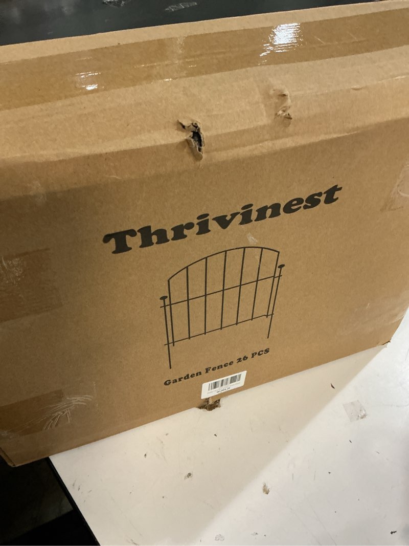 Condition photo showing Good Condition for decorative garden fence 17in(h)x13in(w), 26 pack rustproof metal no dig fence animal barrier for dog, arched flower bed edging ornamental wire border panel fencing for yard patio outdoor decor black 26 panels-17in(h)x26ft(l)