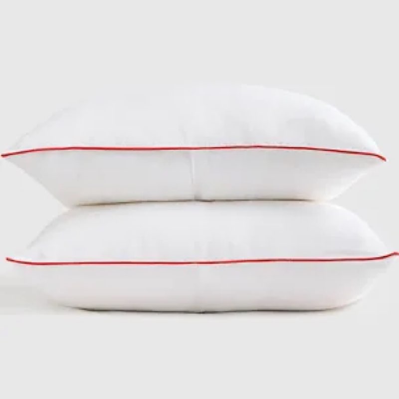 Linen Piped Pillow Standard (White /cherry) 