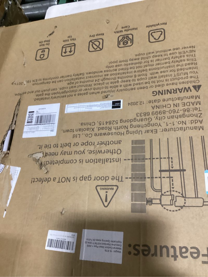 Condition photo showing Good Condition for Extra Wide Baby Gate with Door 53.4-62 Inch Pressure Mounted, Auto Close Child Baby Gates for Doorways No Drill, Walk Through Dog Gate Indoor for The House, White