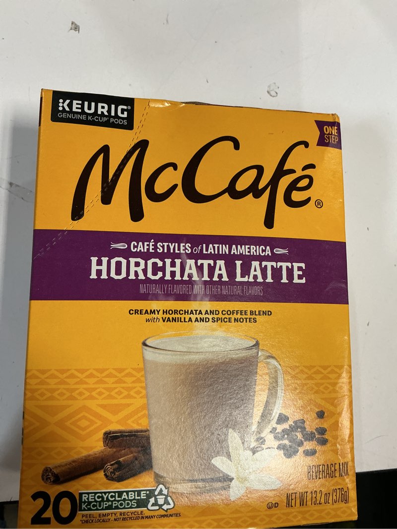 Condition photo showing Good Condition for (Best by 04 Apr 2026)McCafe Cafe Styles of Latin America Horchata Latte, Keurig Single Serve K-Cup Coffee Pods, 20 Count (Pack of 1) Horchata Latte 20 Count (Pack of 1)