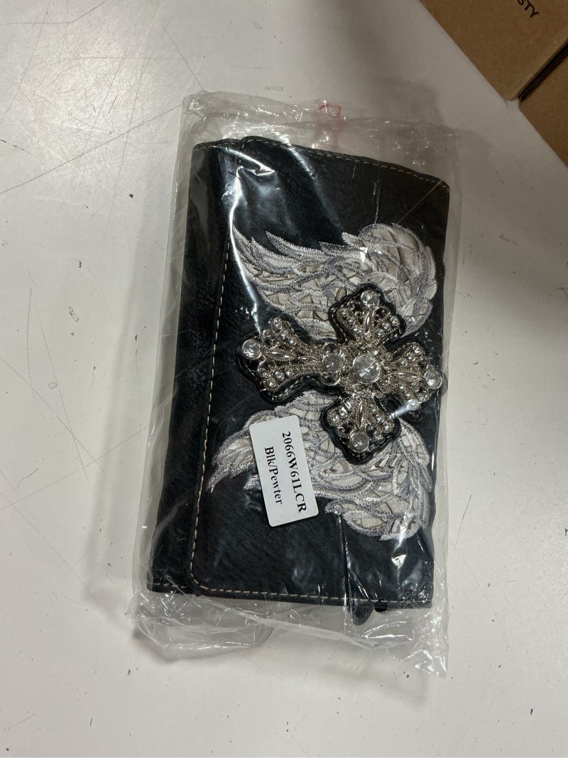 Condition photo showing New/Like New for western style wing cross carry purse women country handbag shoulder bag wallet