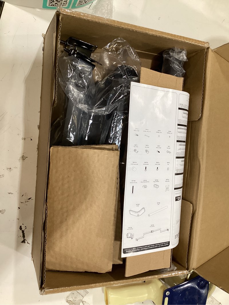 Condition photo showing Good Condition for wali triple monitor stand, free standing three lcd monitor fully adjustable desk mount fits 3 screens up to 27 inch, 22 lbs weight capacity per arm (mf003), black triple free-standing