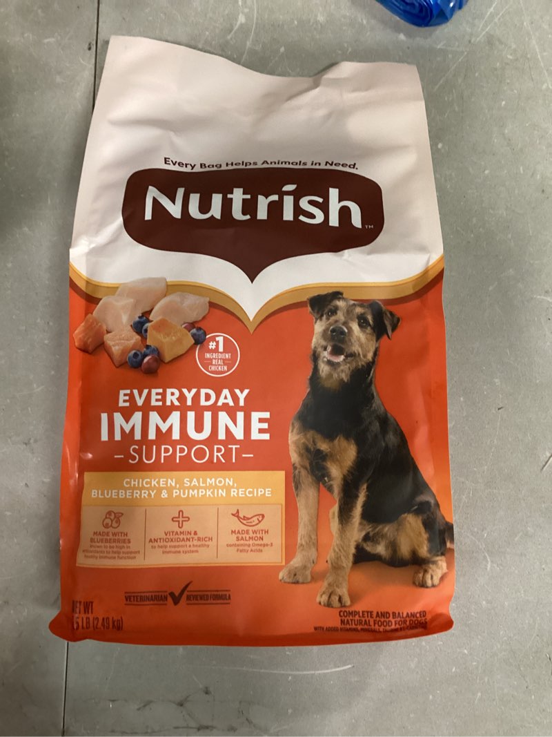 Condition photo showing New/Like New for (Jun/13/26)Nutrish Everyday Immune Support Chicken, Salmon, Blueberry & Pumpkin Recipe Dry Dog Food, 5.5-lb bag (Rachael Ray)