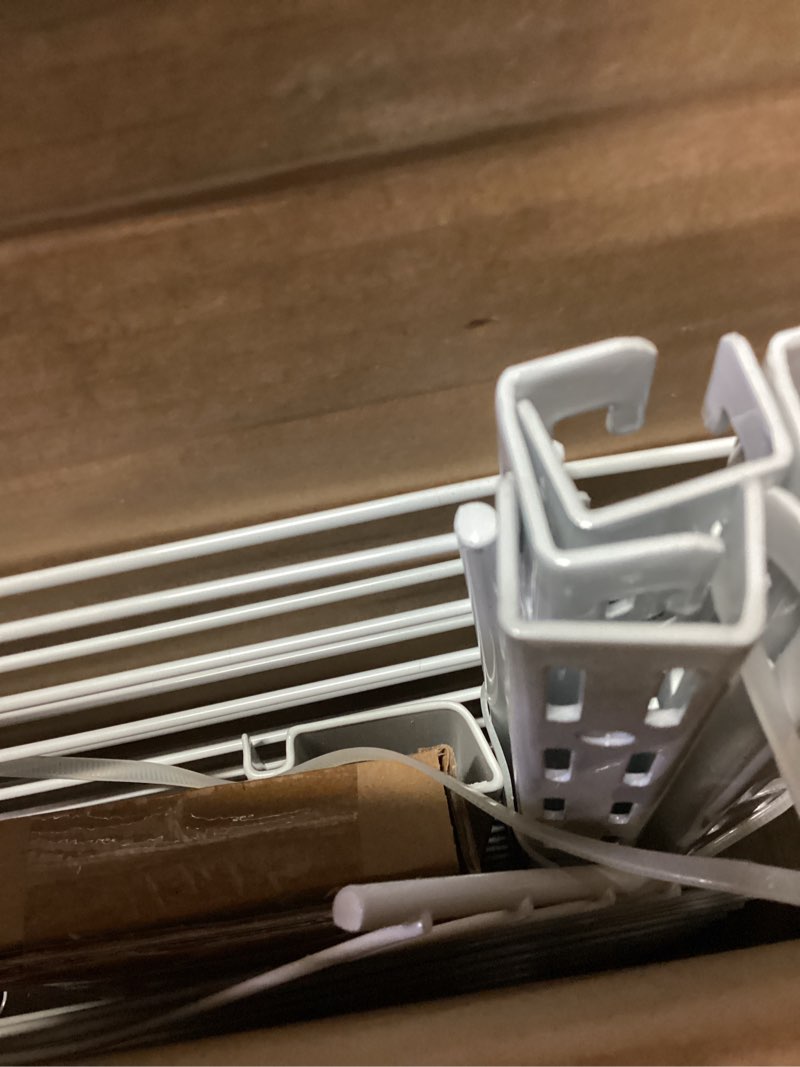 Condition photo showing As Is for project source tracksmart 5-ft to 8-ft x 12-in white wire closet kit