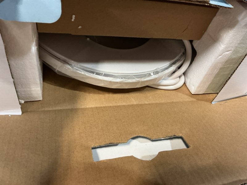 Condition photo showing As Is for Electric Heated Bidet Warmer Water Toilet Seat Elongated with Bubble Wash, Warm Air Dryer, Endless Warmer Water, Remote Control, Curved Spray Bar, 70" Power Cord, Clean Water Elongated Snow White