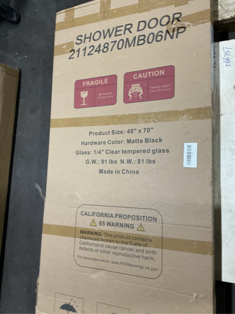Condition photo showing Good Condition for Shower Door,Royal Guard 44-48" W x 70" H Semi-Frameless Double Sliding Glass Shower Door with 1/4'' (6mm) Clear SGCC Tempered Glass,Bypass Shower Enclosure,Matte Black