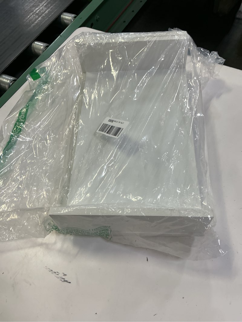 Condition photo showing As Is for BONTEC Dual Monitor Stand Riser with Smartphone Holder, Adjustable Length & Swivel Angle, Ergonomic Wooden Desktop Organizer for PC Monitor, Laptop, Printer, Large Storage, White