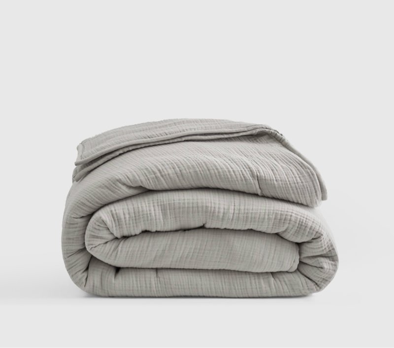 quince organic airy gauze dream quilt, king/cal king, mist
