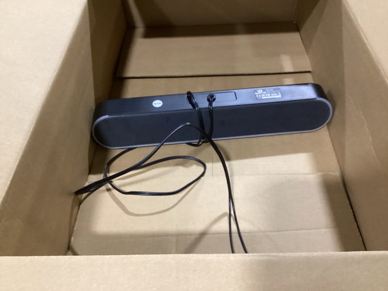 Condition photo showing As Is for Redragon GS560 RGB Desktop Soundbar, 2.0 Channel Computer Speaker with Dynamic Lighting Bar Audio-Light Sync/Display, Touch-Control Backlit with Volume Knob, USB Powered w/ 3.5mm Cable, Black