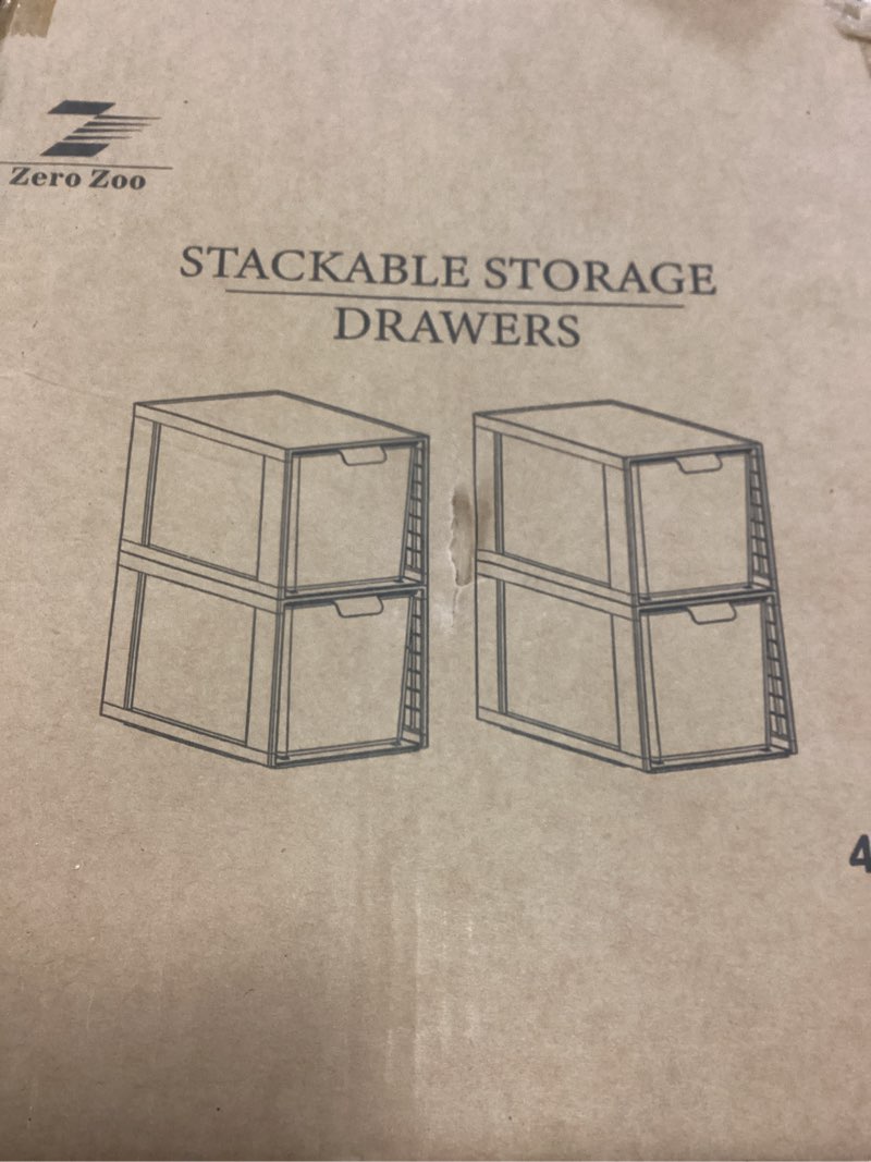 Condition photo showing New/Like New for Zero Zoo 4Pack Large Stackable Storage Drawers,Clear Acrylic Organizers with Handle,Easily Assemble for Kitchen Undersink,Bathroom,Cabinet,Makeup,Closet,Medicine,Pantry Organization Bins 4 Up Handle