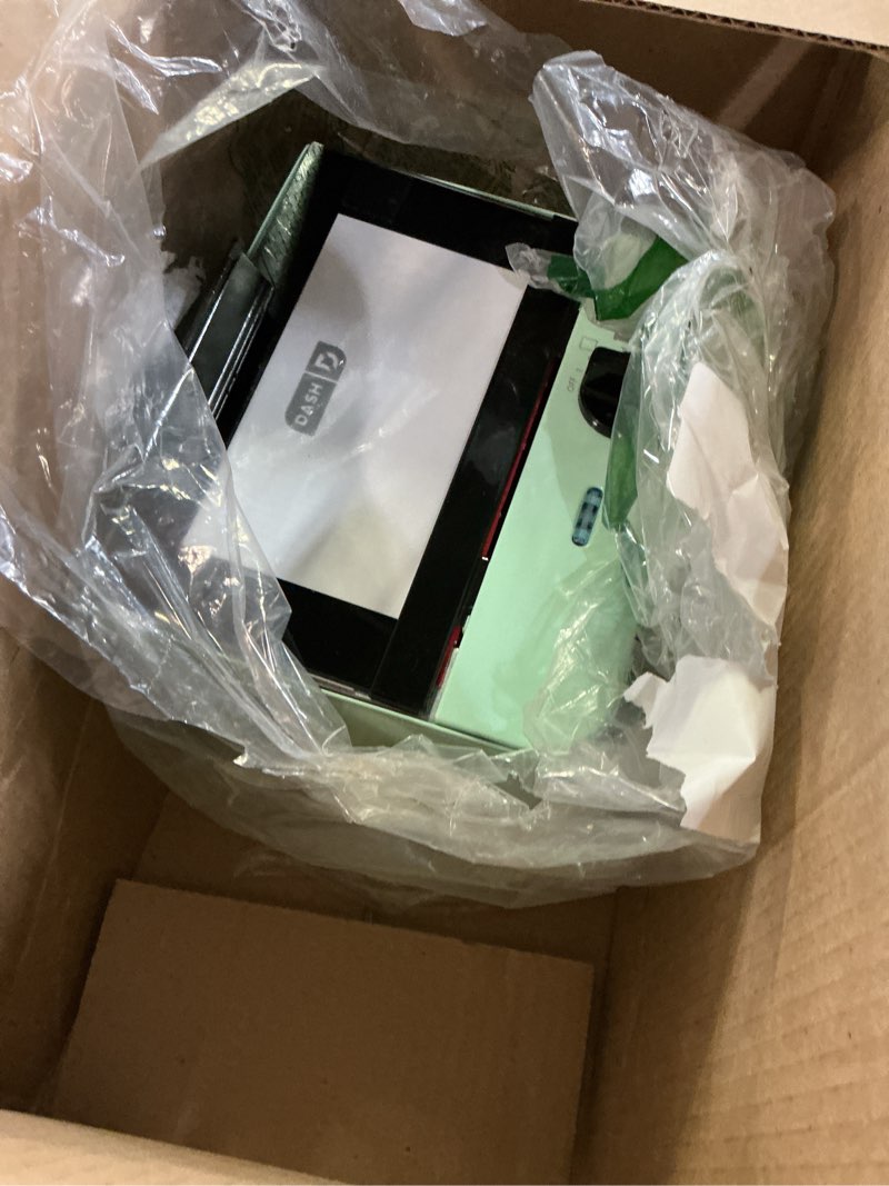 Condition photo showing As Is for DASH Mini Toaster Oven Cooker for Bread, Bagels, Cookies, Pizza, Paninis & More with Baking Tray, Rack, Auto Shut Off Feature - Aqua Aqua Cooker