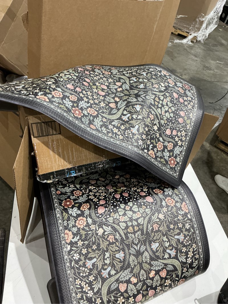 Condition photo showing Good Condition for collive kitchen mats for floor 2pcs, cushioned anti fatigue mat non slip waterproof kitchens sink rug, vintage spring floral rugs comfort standing mat for laundry, desk, bar, office, black black 17.3"x47"+17.3"x29"