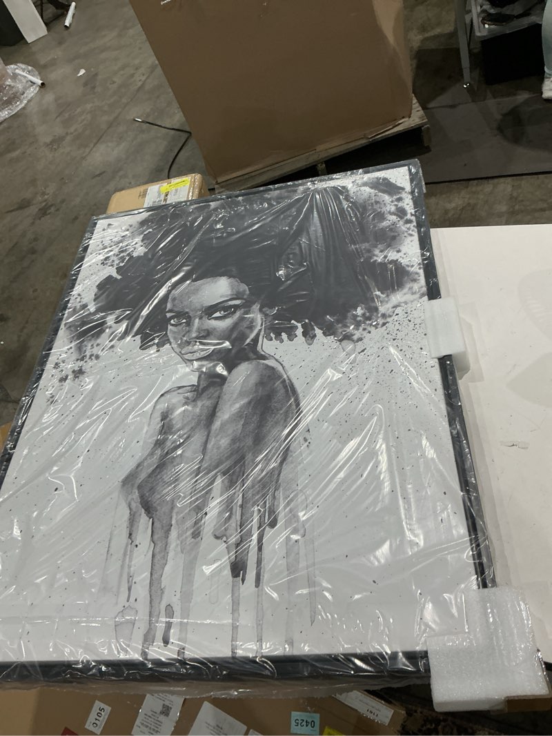 Condition photo showing Good Condition for designart 'black and white portrait of african american woman iii' modern framed art print
