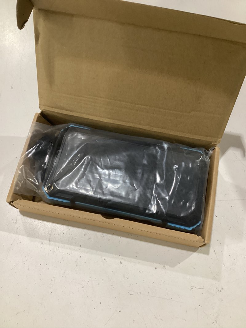 Condition photo showing New/Like New for solar power bank 49800mah portable wireless charger with usb-c 22.5w fast charging built in 4 cables compatible with iphone, ipad, bright led flashlight perfect for camping (blue)