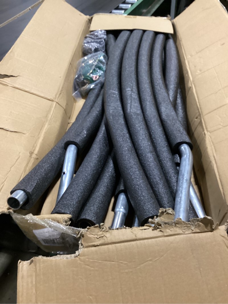 Condition photo showing Good Condition for 6pcs trampoline replacement curved pole, universal trampoline enclosure pole fits for 8-16ft curved pole trampoline frame, replacement poles include foam sleeve & hardware for 2 installation ways