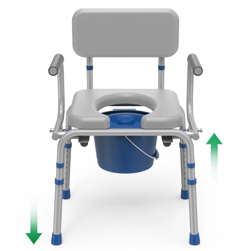 Loyoda FSA/HSA Eligible Drop Arm Bedside Commode, Commode with Padded Seat and Backr.