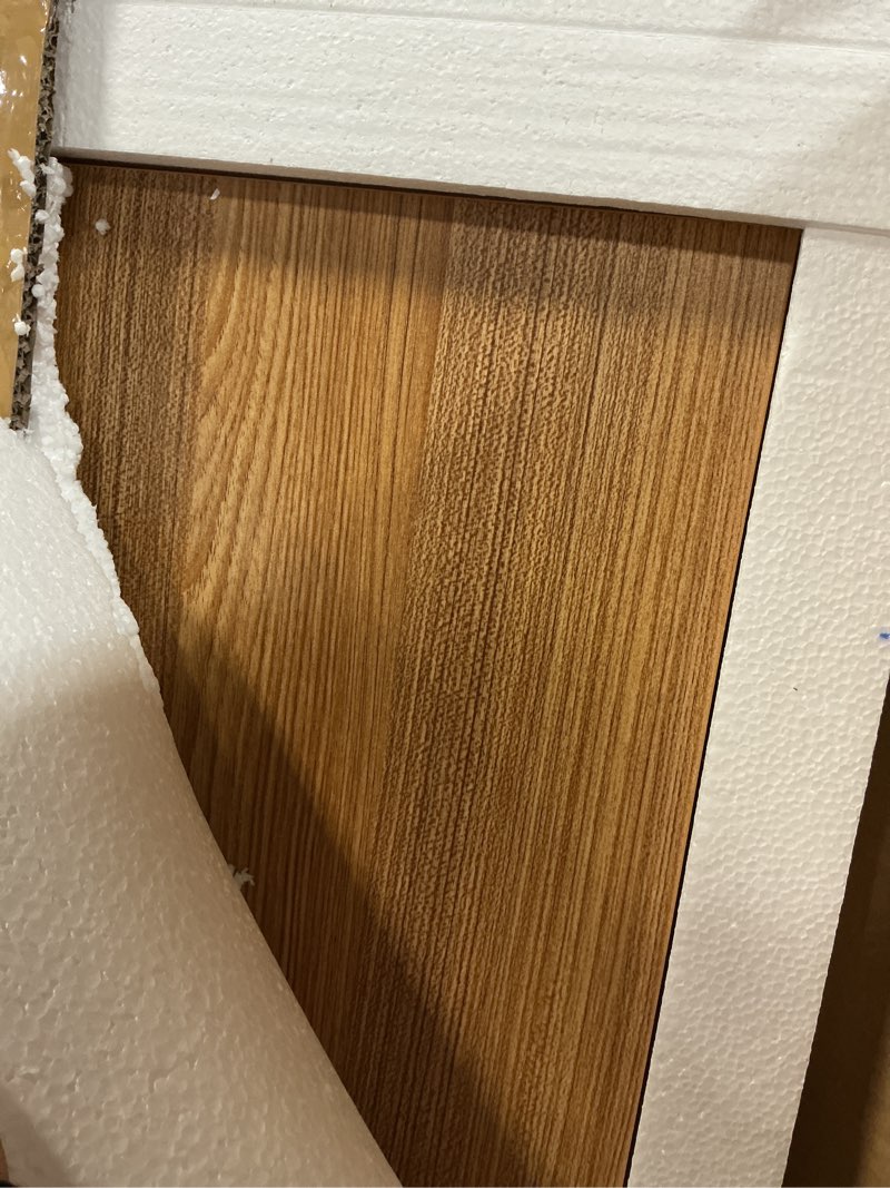 Condition photo showing Good Condition for Need Fold Wall Mounted Table Folding Workbench Length 47.2" Width 20" Perfect Addition to Garage & Shed/Home Office/Laundry Room/Home Bar/Kitchen & Dining Room AC15BB(12050) L47.2" * W20" Teak Color Desktop & Black Folding Brackets