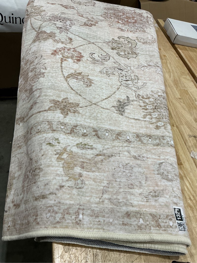 Condition photo showing Good Condition for 8’x10’ soft washable area rugs for living room and bedroom, non-slip stain resistant indoor carpet, cozy floor mat for dining room, office, under table?stain resistant persian beige floral beige 8’x10' (rectangular)