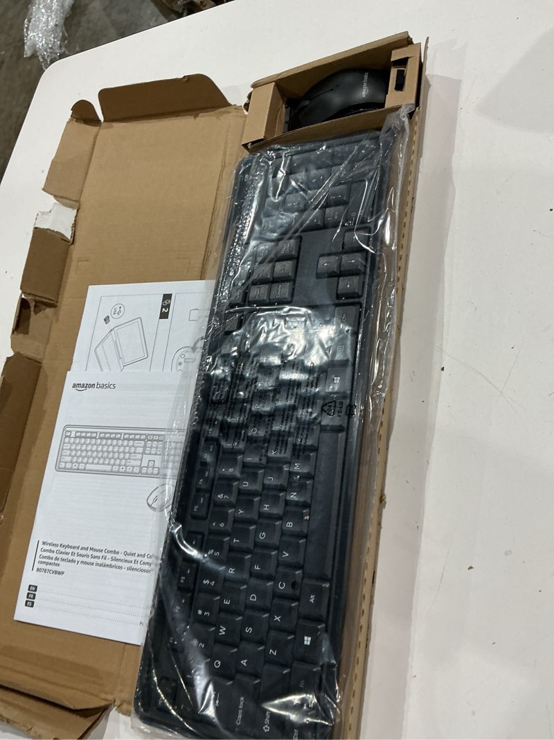 Condition photo showing Good Condition for amazon basics 2.4ghz wireless keyboard and mouse combo set, quiet and compact us layout, plug and play, unifying usb receiver, black