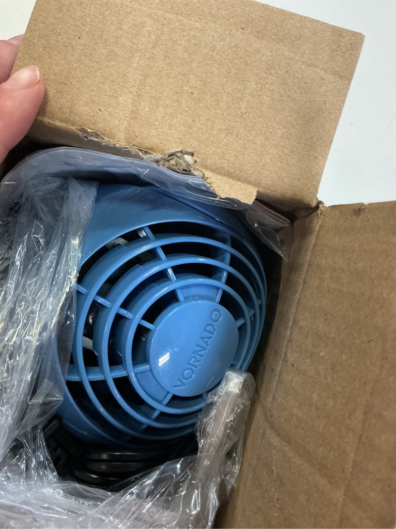 Condition photo showing Good Condition for vornado flippi v6 compact air circulator fan, 3.2" tabletop fan, adjustable head, 2 speeds, blue