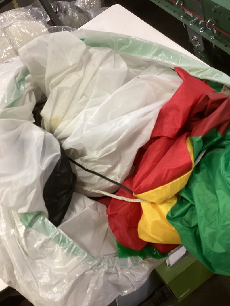 Condition photo showing As Is for 7ft christmas inflatables snowman built-in music box & rotating colorful led lights, christmas inflatable decoration outdoor blow up yard decoration snow man for holiday party xmas new year 7ft christmas inflatable snowman with music