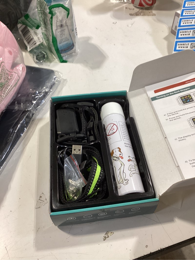 Condition photo showing Good Condition for citronella bark dog collar spray dog collar, with 5 adjustable sensitivity, beep+vibration+spray 5 working modes citronella bark collar, ip66 waterproof dog spray collar for l/m/s black black-qt