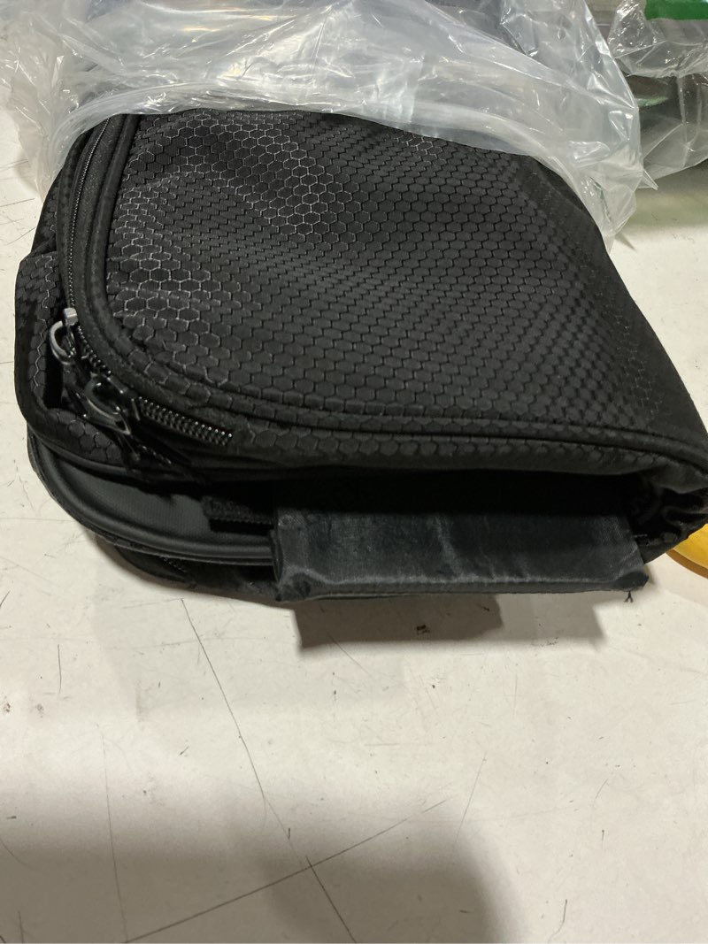 Condition photo showing New/Like New for yorepek 2 layer golf trunk organizer, golf gifts for men with separate ventilated compartment for 2 pair shoes, waterproof car trunk locker for balls, tees, clothes, gloves, gifts for golfers standard-black