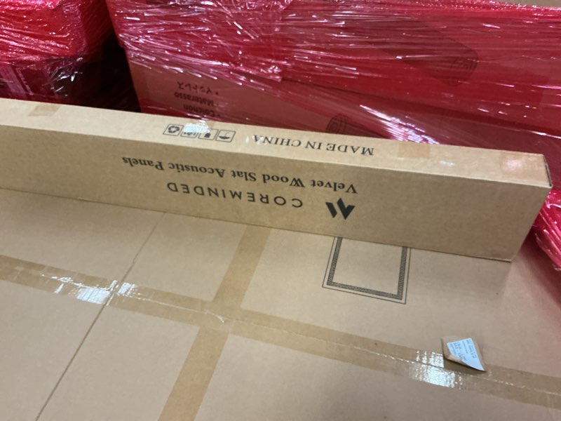 Condition photo showing New/Like New for 4-Pack Wood Slat Wall Panel – Velvet-Covered Wood Panels for Wall, Acoustic Panels for Interior Decor, Decorative Slat Paneling for Home, Office, Studio (Charcoal Gray) 4pcs - 94x7.9 inches Charcoal Gray