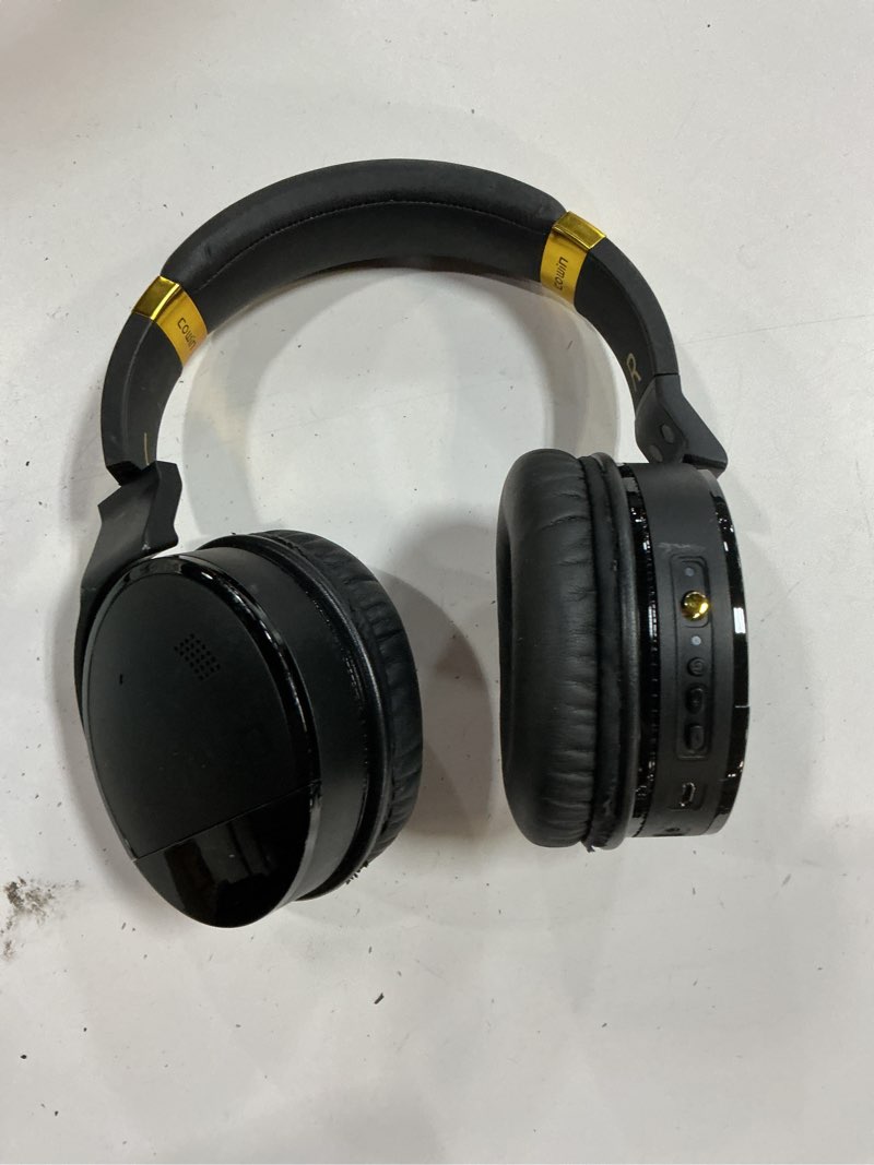 Condition photo showing As Is for bluetooth 5.0 wireless over-ear headphones with mic anc active noise cancelling foldable headsets, hi-fi stereo deep bass soft protein earpads for sports/tv/work,gold