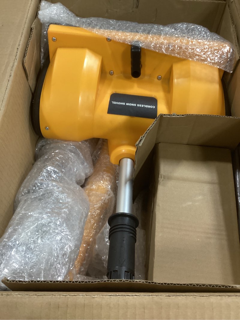 Condition photo showing As Is for 12" Cordless Snow Shovel (NO Battery) Compatible with Dewalt 20V Max Battery, Electric Snow Shovel with Directional Plate & Adjustable Front Handle, Cordless Snow Blower for Driveway/Patio/Sidewalk For Dewalt 20V Battery(Yellow)