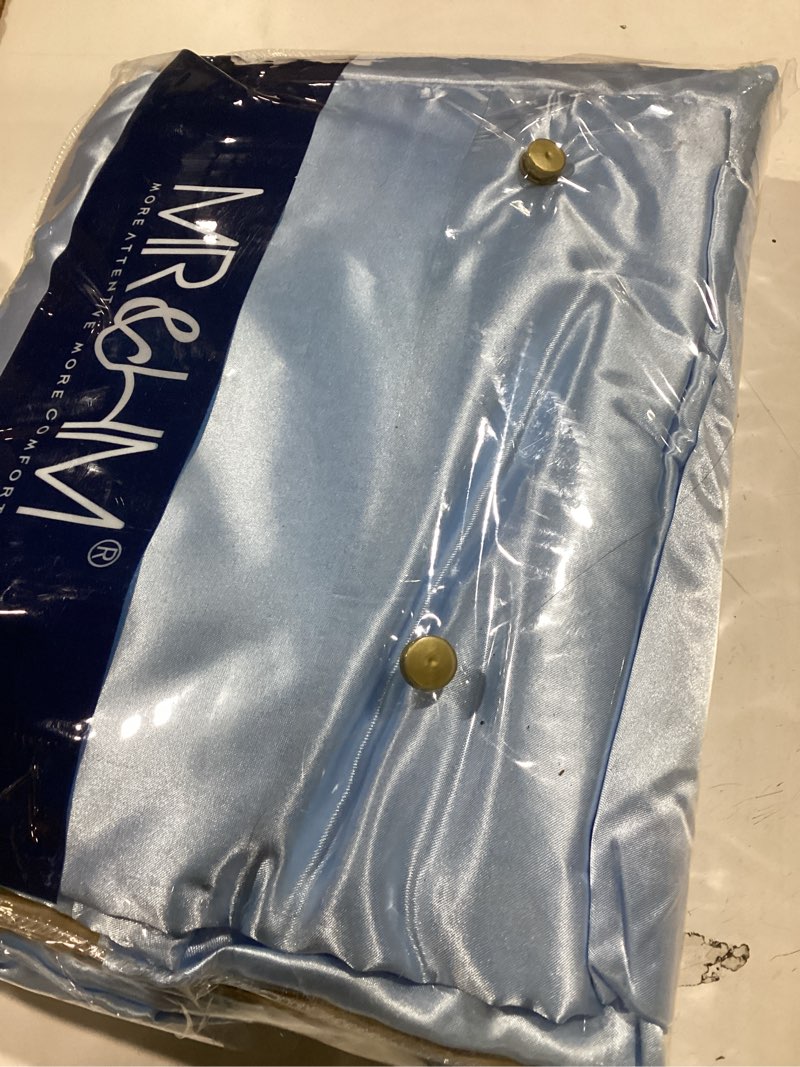 Condition photo showing New/Like New for MR&HM Satin Bed Sheets, Queen Size Sheets Set, 4 Pcs Silky Bedding Set with 15 Inches Deep Pocket for Mattress (Queen, Light Blue) 18- Light Blue Queen