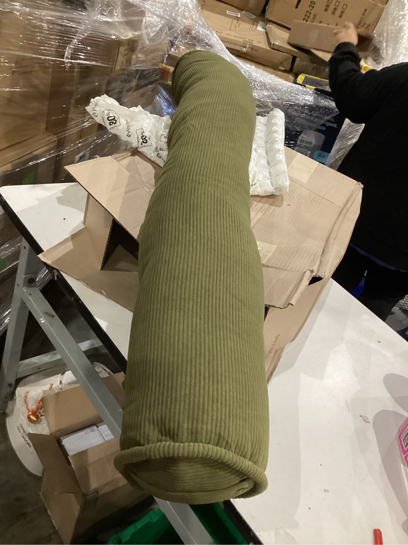 Condition photo showing Good Condition for ailuteie body pillow for adults – corduroy long round bolster pillow for bed, cuddle pillow with full support for side sleepers & restful sleep,39 x 7.87 inches,avocado green avocado green 39"x7.87"