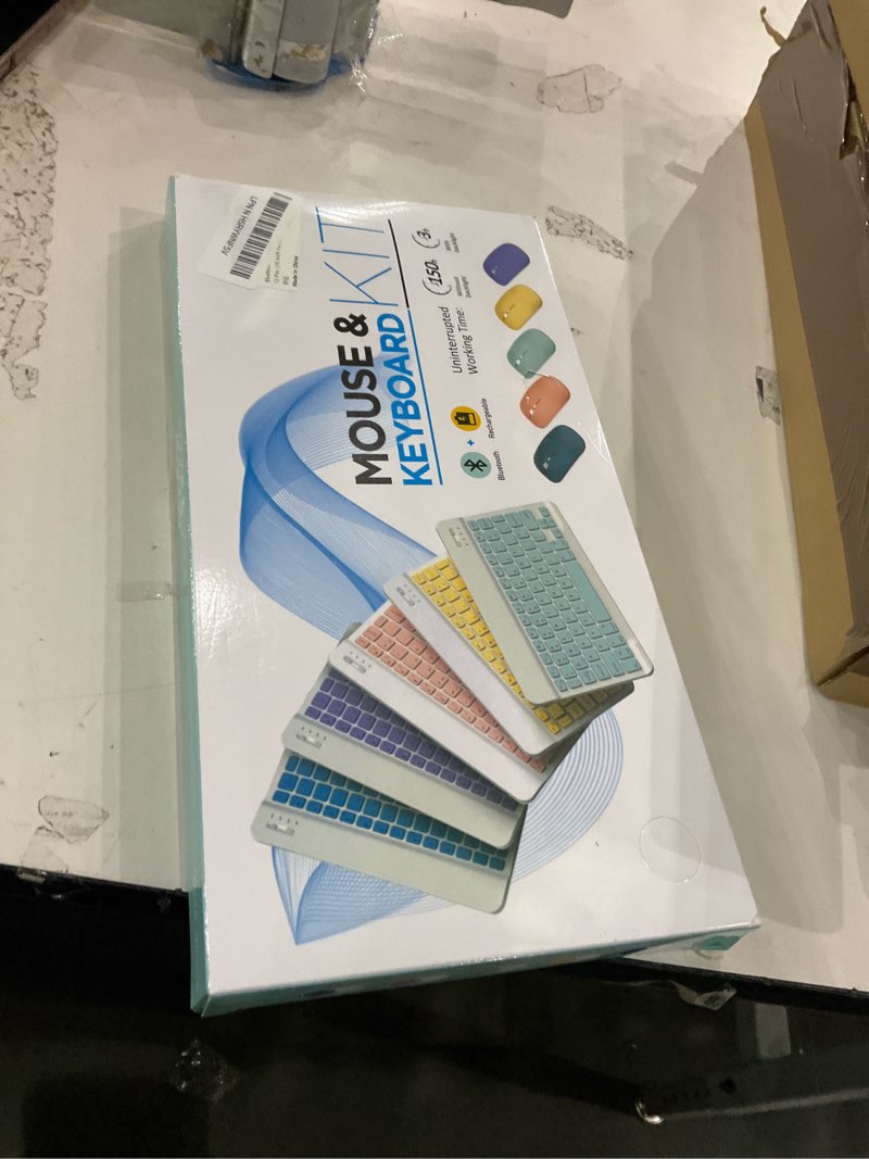 Condition photo showing New/Like New for Bluetooth Keyboard and Mouse Combo for iPad - Rechargeable Wireless Keyboard & Mouse with 7-Color Backlit Compatible with iPad 9th/8th Gen, iPad Pro/Air/Mini, iPhone14/13/12 Pro, (10 inch Purple)