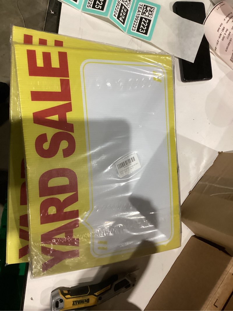 Condition photo showing New/Like New for Yard Sale Signs with Stakes, Weatherproof for Yard & Garage Sale (Yellow)