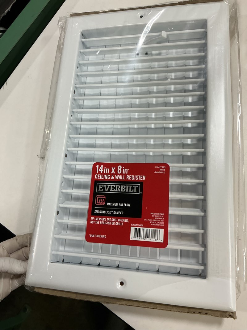 Condition photo showing New/Like New for everbilt 14 in. x 8 in. adjustable 1-way wall/ceiling register